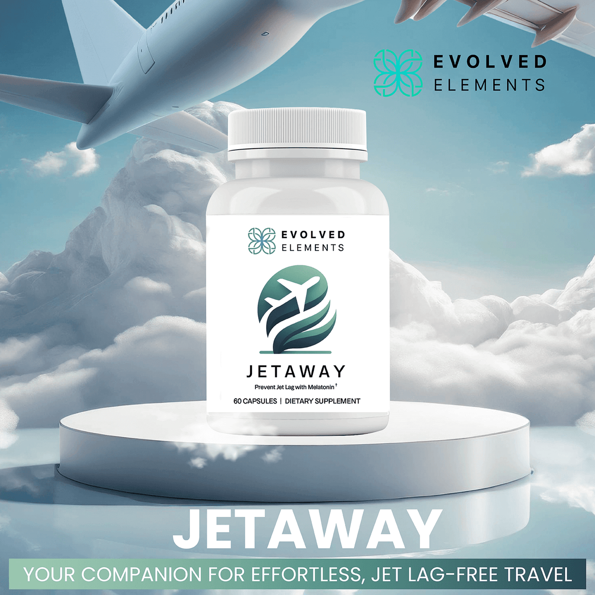 JetAway | Travel Essential for Jet Lag Relief | Supports Sleep-Wake Cycle, Non-Synthetic, All-Natural Melatonin 10mg - 60 Capsules